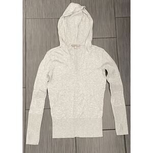 Athleta Womens Gray Long Sleeve Hooded T-shirt Size XXS Silk Blend V-neck